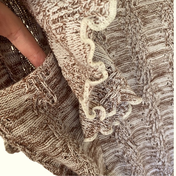 Grace Elements Laguna Ivory tan  cotton knit scallop hem sweater top sz s - Picture 3 of 12